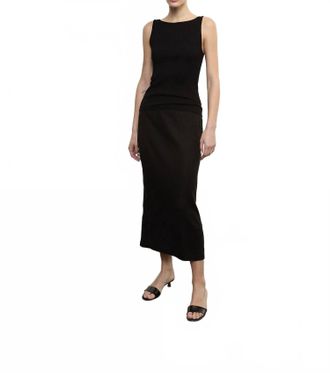 Enza Costa Military Rib Boatneck Tank In Black