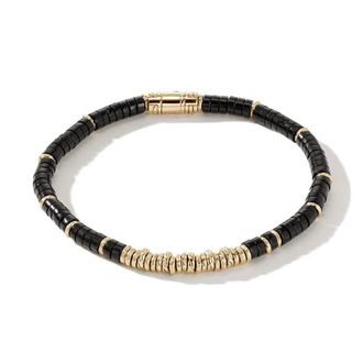 John Hardy Classic Chain Heishi 14K Gold and Onyx Bead Bracelet - BUGGS900984BONXUM