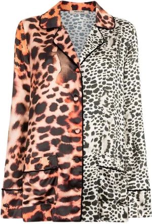 Roberto Cavalli Murena Print Silk Blend Jacket - Dames - Jassen - Veelkleurig - Maat: S Zijde