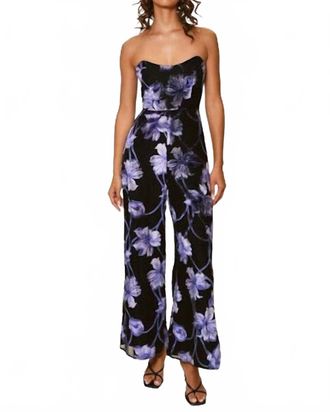 Hutch Venina Wide Leg Jumpsuit In Navy Two Tone Vining Buds
