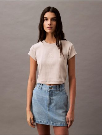 Calvin Klein Jeans Calvin Klein Womens Monologo Baby Tee - Brown - XL