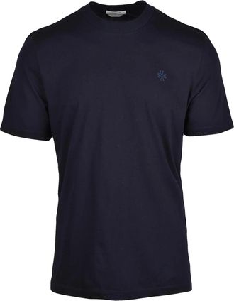 Jacob Cohen Minimalist Blue Cotton T-Shirt With Subtle Embroidered Logo