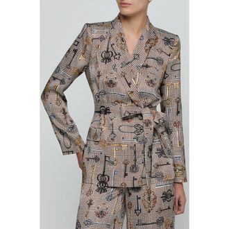 L'agence Aven Wrap Blazer in Brown Mt Houndstooth Key at Nordstrom, Size 10