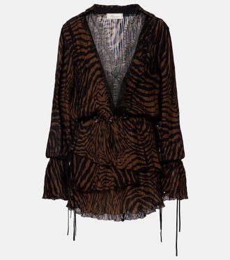 Blumarine Zebra-print chiffon mini dress