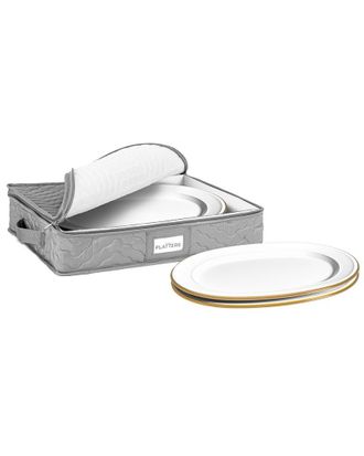 Sorbus Quilted China Platter Storage Case With Handles & Felt Dividers