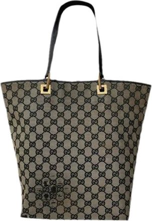Gucci Pre-owned Vintage Tote Bag - Dames - Vintage Shopper - Beige - ONE Size - Katoen - Vintage