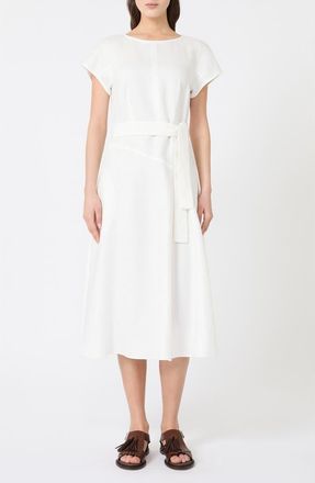 Max Mara Esordio Linen Midi Dress in White at Nordstrom, Size 10