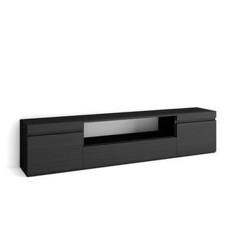 Skraut Home Mueble tv efecto madera negro 200x35x45cm