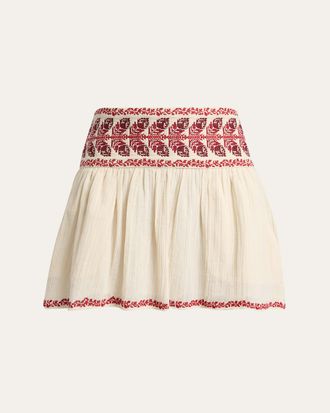 Isabel Marant Picadilia Embroidered Cotton Gauze Mini Skirt