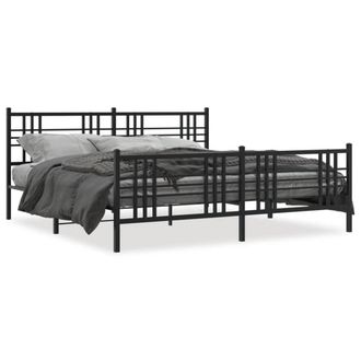 Berkfield Home Metal Bed Frame without Mattress with Footboard Black 193x203cm | Size: 193x203 cm