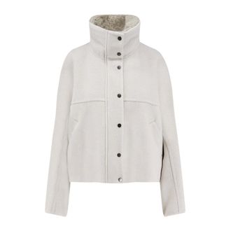 Brunello Cucinelli Jas van wol en kasjmier - Dames - Jassen - Grijs - Maat: L Wol