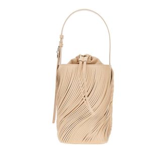 Emporio Armani Fringed cut leather bucket bag Woman One Size
