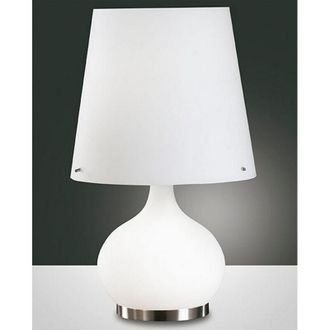 Fabas Luce ADE LAMPADA DA TAVOLO VETRO BIANCO H.58cm GRANDE 2 LUCI ATTACCO E14 E E27