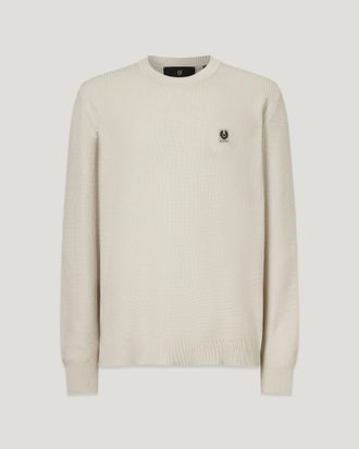 Belstaff Coast Knitted Jumper Mens Cotton Silk Pique Silver Birch Size 2XL