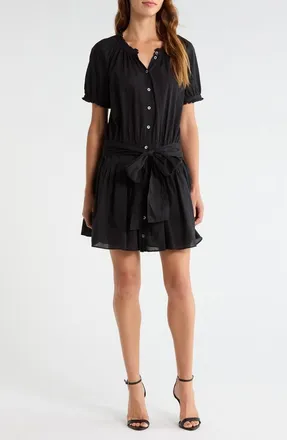 Paige Nisha Puff Sleeve Minidress in Black at Nordstrom, Size Xx-Small