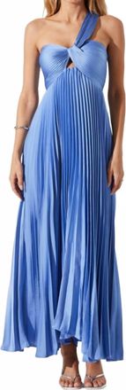 Astr Rasya One Shoulder Pleated Maxi Dress In Periwinkle