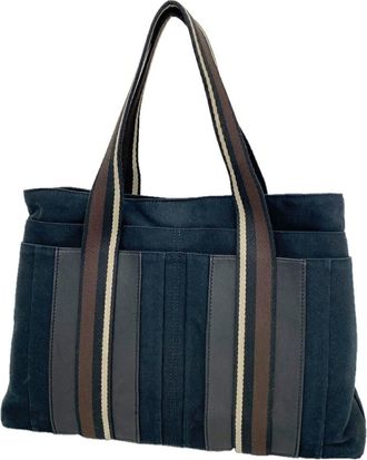Herm&egrave;s Black Canvas Tote Bag (Pre-Owned)