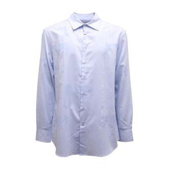 Etro Katoenen overhemd Made in Italy - Heren - Zakelijke Overhemden - Blauw - 2XL - Katoen - Overhemden