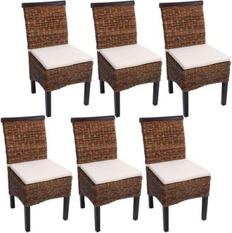 Hhg Hhg - Lote De 6 Sillas De Comedor Silla De Mimbre M45 Silla De Mimbre Banana, Oscuro, Con Coj&iacute;n
