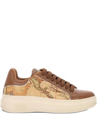 Alviero Martini 1A Classe Leren sneakers met kaart-print - Bruin