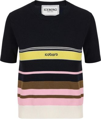 Iceberg T-shirt met ronde hals - Dames - Ronde hals truien - Veelkleurig - M - Katoen - Truien & Vesten