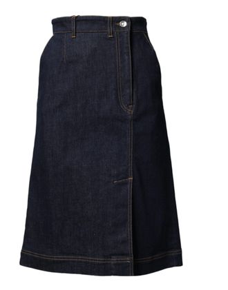 Dolce & Gabbana Dark Blue Cotton A-line Denim Midi Womens Skirt