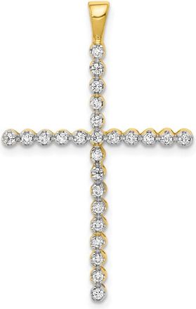 Diamond2Deal 14k Yellow Gold Rhodium Plated 1/4ct. Diamond Cross Pendant