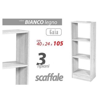 Trade Shop Trade Shop - Libreria 3 Ripiani Scaffale 105x40x24cm Mensole In Legno Bianco Moderno 768934