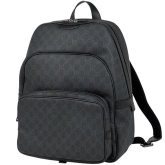 Gucci Black Coated Canvas Leather Backpack (Pre-Owned)