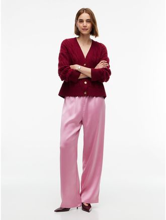 Tommy Hilfiger Womens Stretch Satin Pull-On Wide-Leg Pant - Mystic Orchid - XL