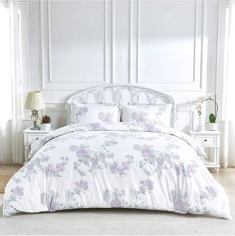Melange Home 200 Thread Count Cotton Percale Jardin De Rose Duvet Set