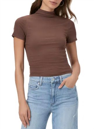 Paige Blanche Short Sleeve Mock Neck Top In Landslide
