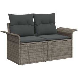 vidaXL Sof&aacute; De Jard&iacute;n Con Coj&iacute;n Gris 141 X 62 X 69 Cm Rat&aacute;n Sint&eacute;tico Vidaxl