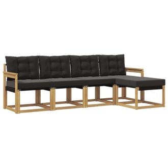 vidaXL Conjunto De Sof&aacute;s De Exterior Con Coj&iacute;n 5 Pcs Blanco Y Negro Vidaxl