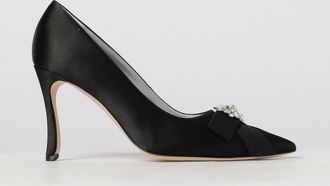 Manolo Blahnik D&eacute;collet&eacute; Apius in raso con fibbia gioiello e tacco alto