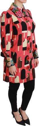 Dolce & Gabbana Womens Pink Ice Cream Roses Sequined Dress Silk