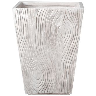 Beliani Maceta Para Exterior E Interior Tiesto Decorativo Cuadrado De Fibra De Arcilla Estriada 42 X 42 X 50 Cm Beige Claro Baihe