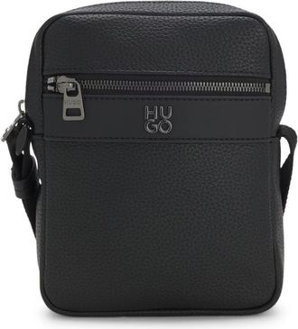 HUGO BOSS Grained reporter bag with stacked-logo trim
