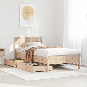 Berkfield Home Bed Frame without Mattress 75x190 cm Small Single Solid Wood Pine in Brown