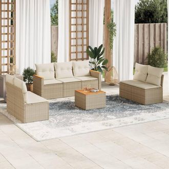 vidaXL Vidaxl - Juego De Sof&aacute;s De Jard&iacute;n Con Cojines Beige 8 Pzas Rat&aacute;n Pe