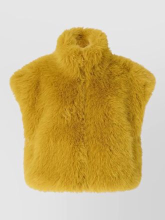 Pinko aspen faux fur sleeveless high collar gilet