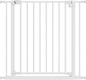 Woltu Woltu - Puerta De Metal Para Ni&ntilde;os. Escaleras Y Puertas. Aberturas De 75-87 Cm. Puerta De Perro En Ambas Direcciones. Bloqueo Doble Instalaci&oacute;n Con/si