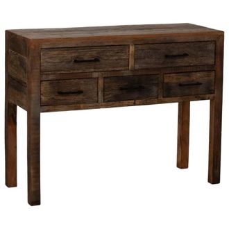 Wanderlust Deco Recibidor de madera artesanal con 5 cajones marr&oacute;n 110x40x85h cm