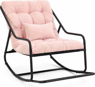 STILVORA Silla Mecedora De Jard&iacute;n Mecedora Ajustable Con Coj&iacute;n Grueso Y Cuerda De Seguridad De Acero Rosa 75 Cm