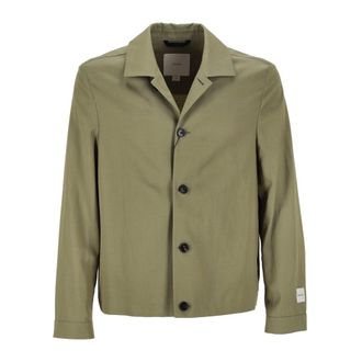Calvin Klein Light Jackets, male, Green, Size: XS Tencel Cotton Linen Shacket Jacket