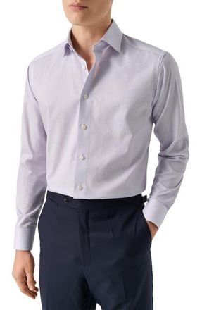 Eton Slim Fit Geometric Pattern Cotton Dress Shirt in Light Purple at Nordstrom, Size 16.5