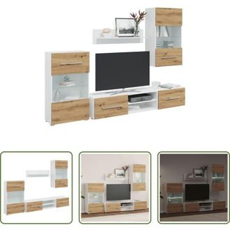 vidaXL vidaXL Vetrine a parete - Mobile TV 5 pz con Illuminazione a LED Rovere Artigianale