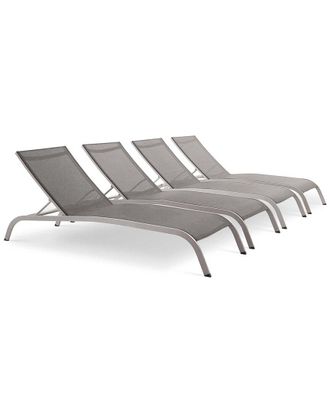 ModWay Savannah Set Of 4 Outdoor Patio Mesh Chaise Loungers
