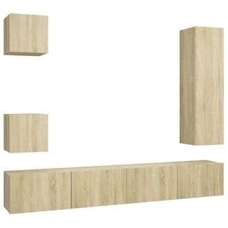 Berkfield Home 5 Piece TV Cabinet Set Sonoma Oak Engineered Wood in Light Tan