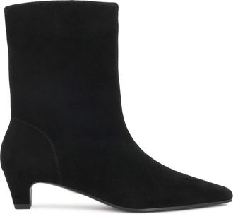 Kazar Minimalistische Su&egrave;de Enkellaarsjes - Dames - Laarzen met Hak - Zwart - 38 EU - Su&egrave;de - Schoenen